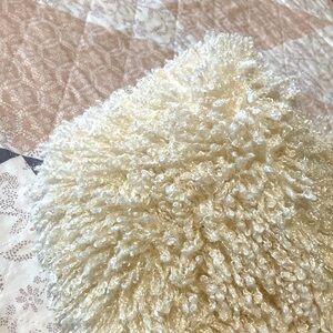 Betsey Johnson twisted yarn fluffy scarf with dangling “jewels”